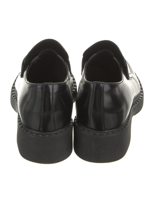 Prada Enameled Metal Triangle Patent Leather Oxfords