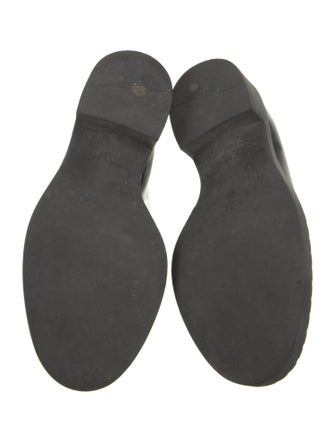 Prada Enameled Metal Triangle Patent Leather Oxfords