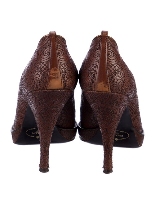 Prada Embossed Leather Patterned Pumps