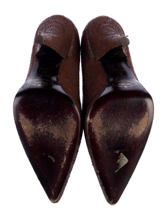 Prada Embossed Leather Patterned Pumps
