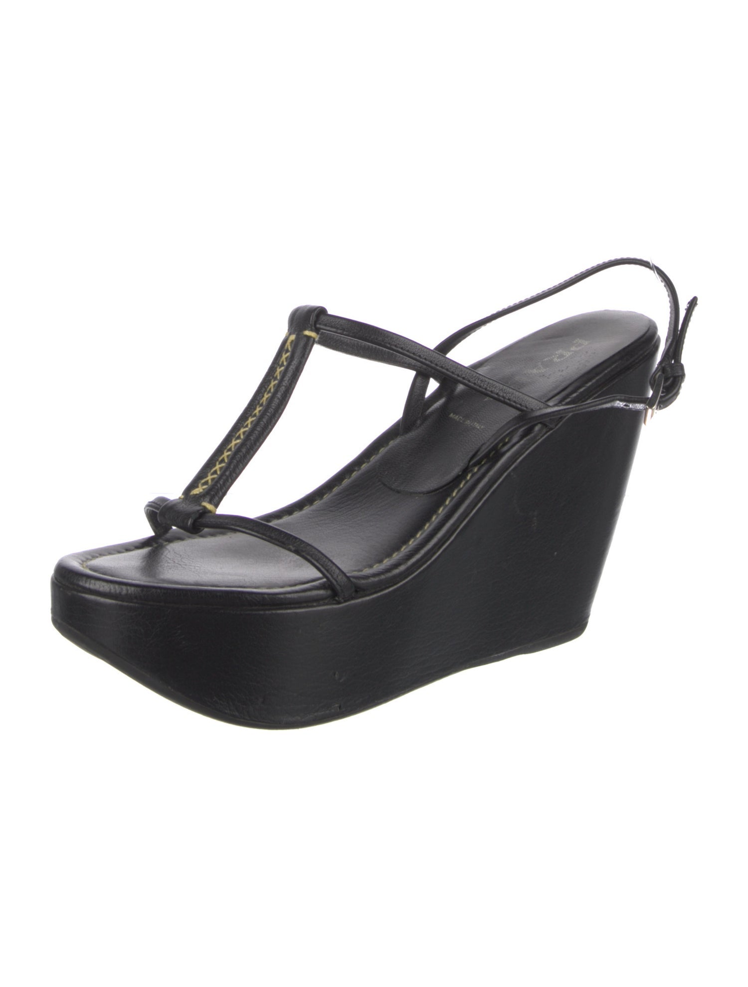 Prada Leather T-Strap Sandals