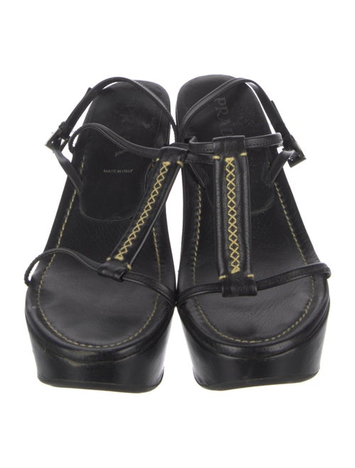 Prada Leather T-Strap Sandals