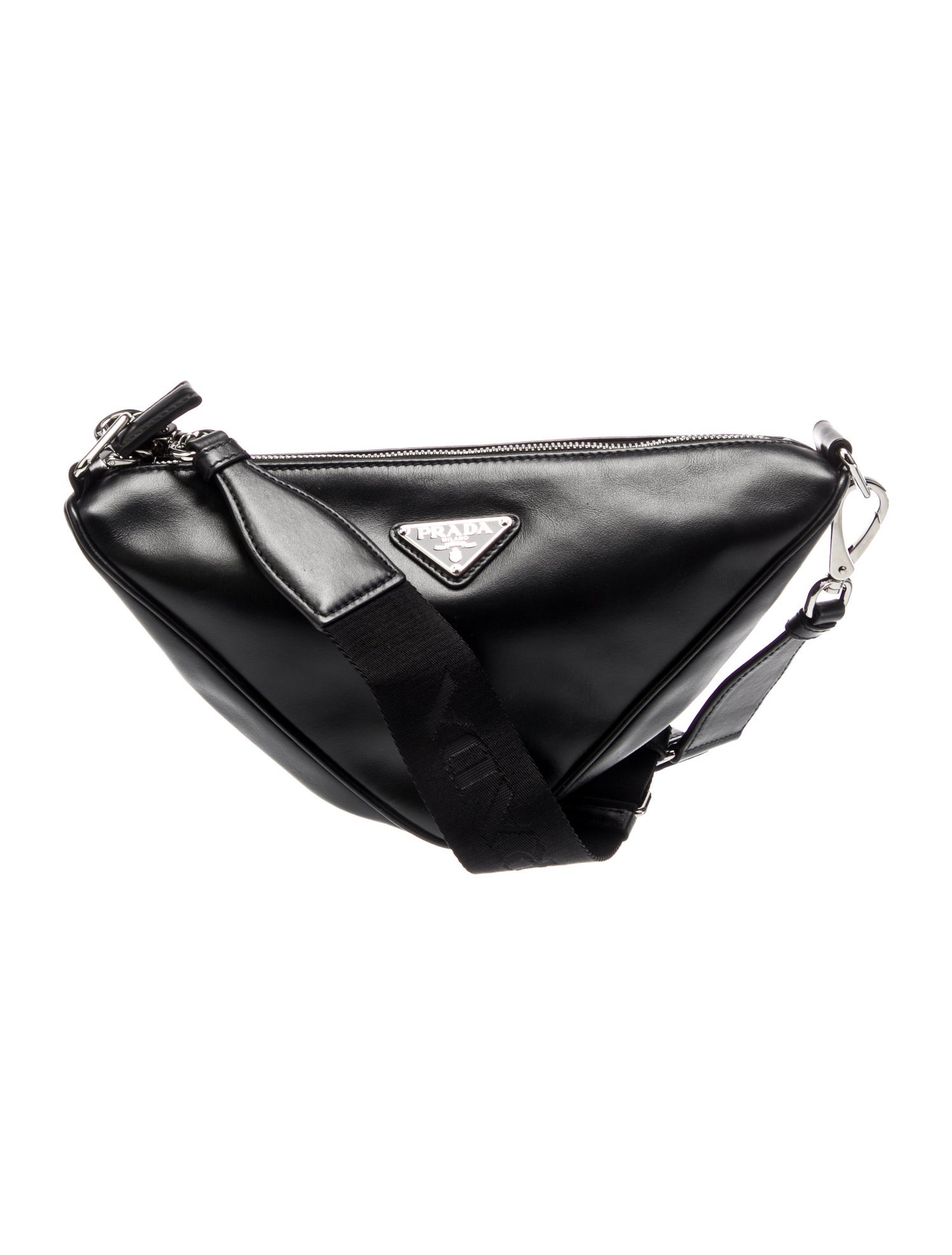 Prada Enameled Metal Triangle Belt Bag