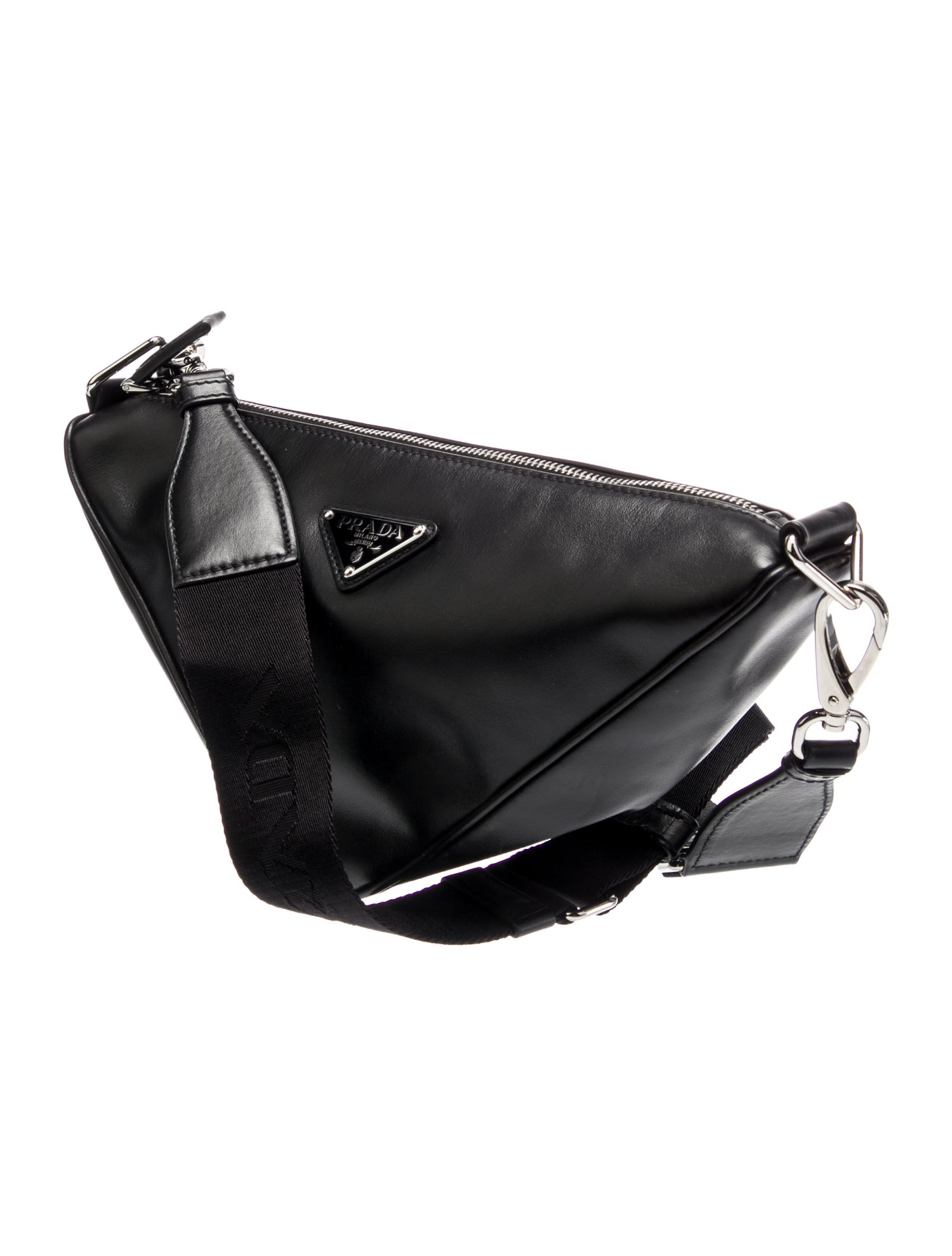Prada Enameled Metal Triangle Belt Bag