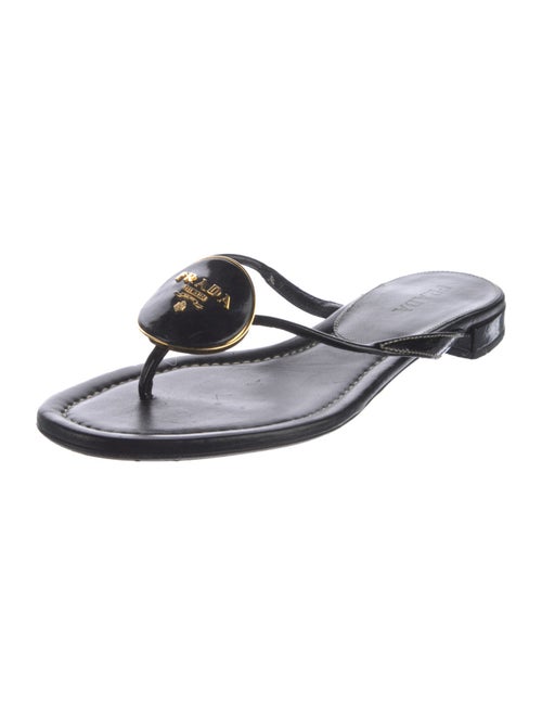 Prada Leather Studded Accents Flip Flops