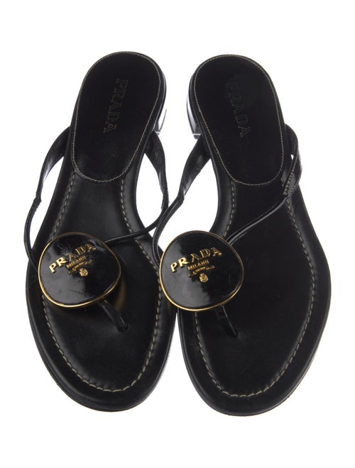 Prada Leather Studded Accents Flip Flops