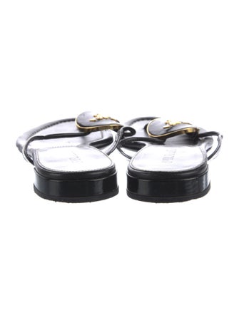 Prada Leather Studded Accents Flip Flops