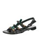 Prada Leather Crystal Embellishments Gladiator Sandals