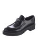 Prada Enameled Metal Triangle Leather Oxfords