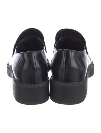 Prada Enameled Metal Triangle Leather Oxfords