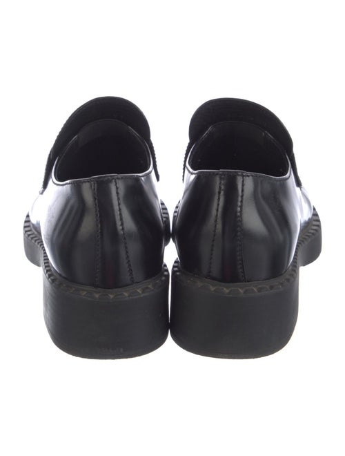 Prada Enameled Metal Triangle Leather Oxfords