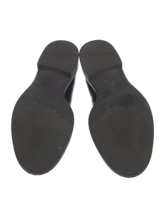 Prada Enameled Metal Triangle Leather Oxfords