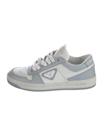 Prada Enameled Metal Triangle Leather Sneakers