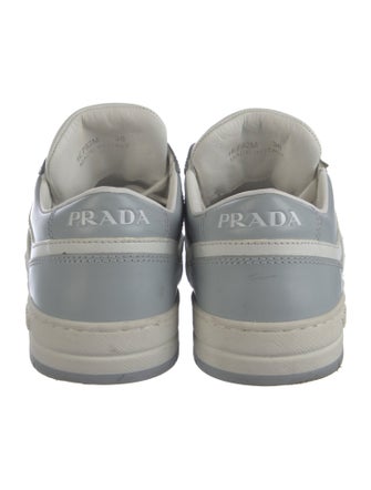 Prada Enameled Metal Triangle Leather Sneakers