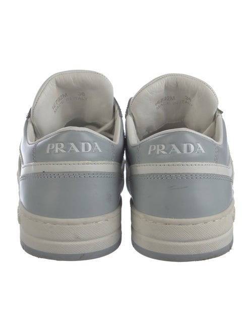 Prada Enameled Metal Triangle Leather Sneakers