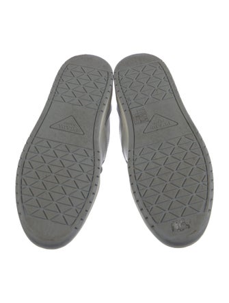 Prada Enameled Metal Triangle Leather Sneakers