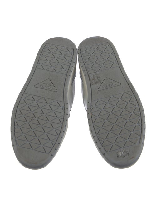 Prada Enameled Metal Triangle Leather Sneakers