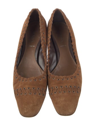 Prada Suede Whipstitch Trim Pumps