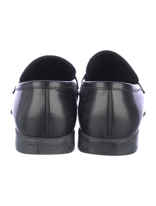 Prada Enameled Metal Triangle Leather Loafers