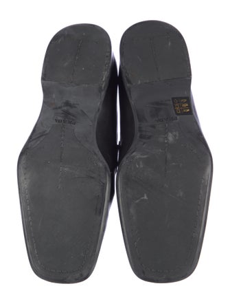 Prada Enameled Metal Triangle Leather Loafers