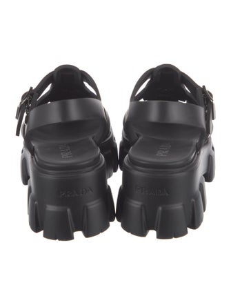 Prada Enameled Metal Triangle Rubber Sandals