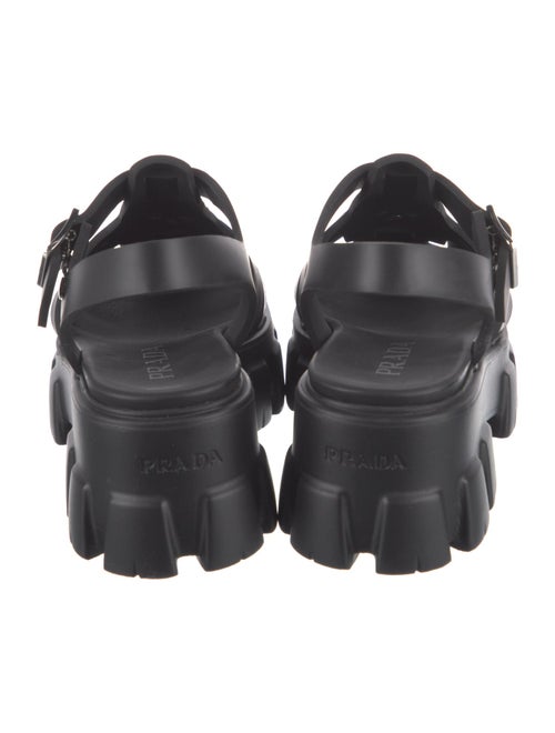 Prada Enameled Metal Triangle Rubber Sandals