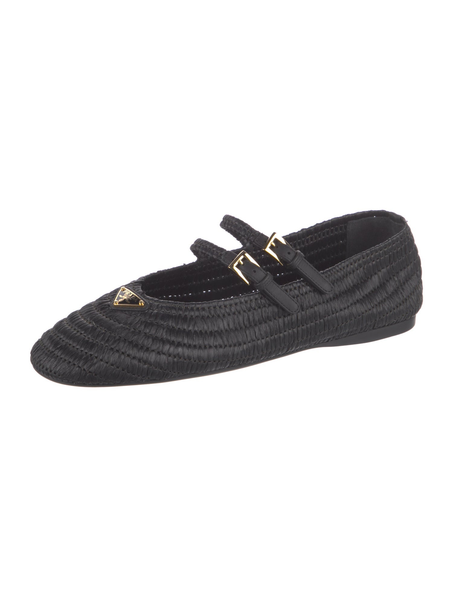 Prada Raffia Mary Jane Flats