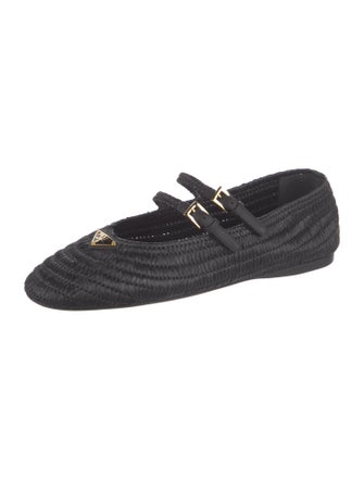 Prada Raffia Mary Jane Flats