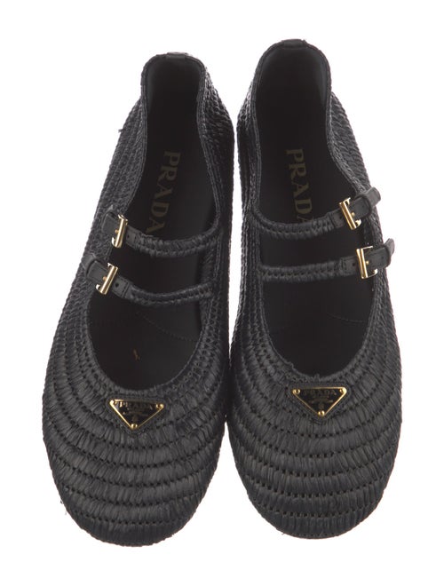Prada Raffia Mary Jane Flats