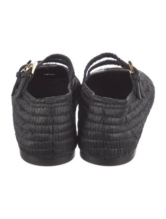 Prada Raffia Mary Jane Flats