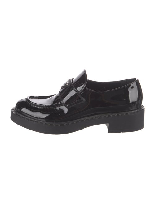 Prada Enameled Metal Triangle Patent Leather Dress Loafers
