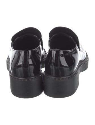 Prada Enameled Metal Triangle Patent Leather Dress Loafers
