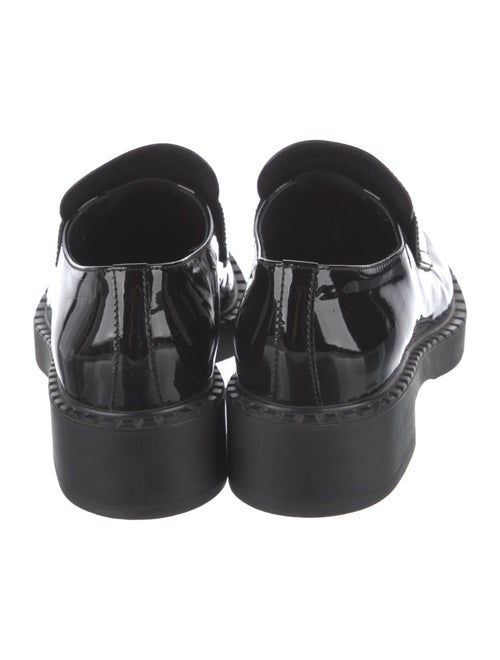 Prada Enameled Metal Triangle Patent Leather Dress Loafers