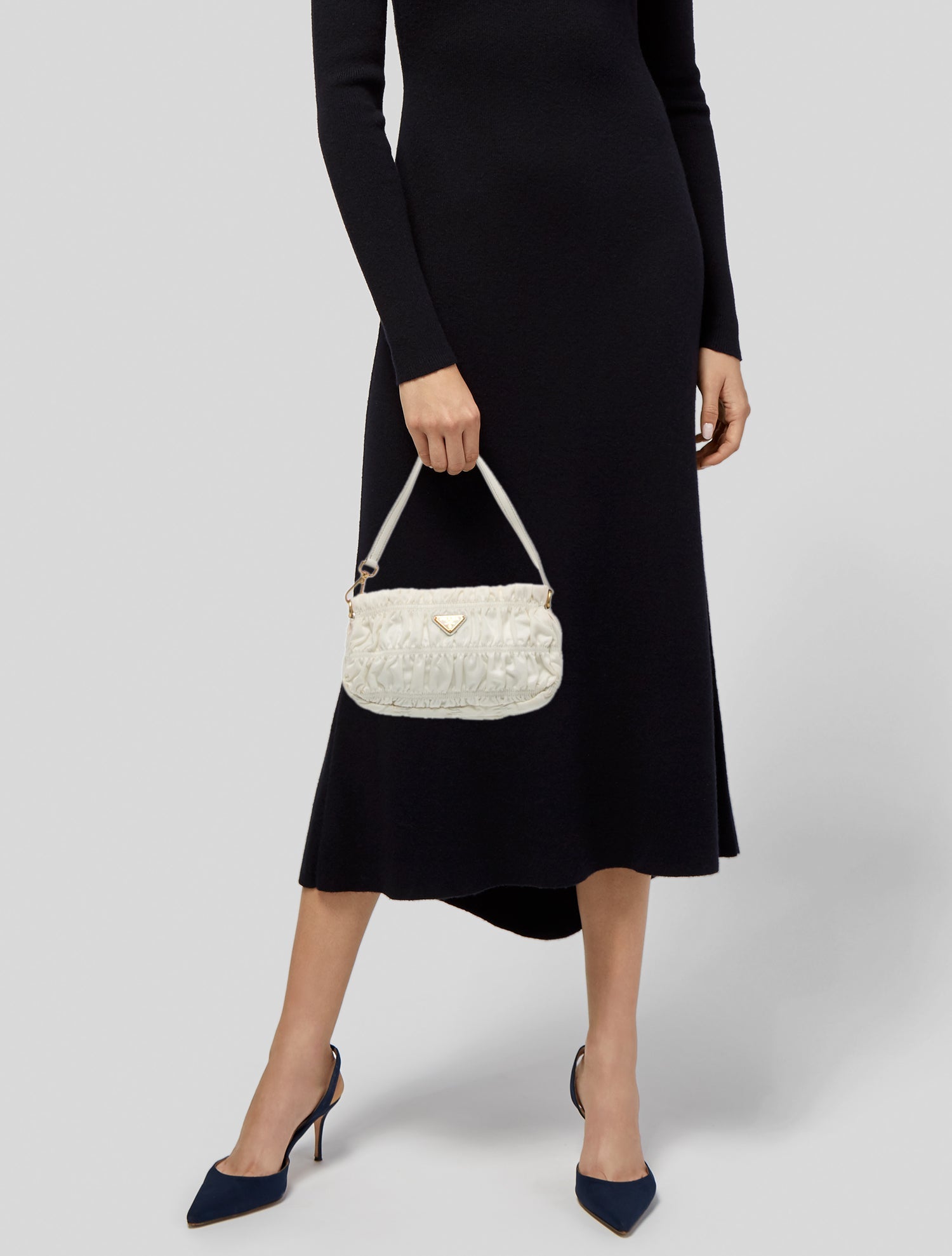 Prada Enameled Metal Triangle Top Handle Bag