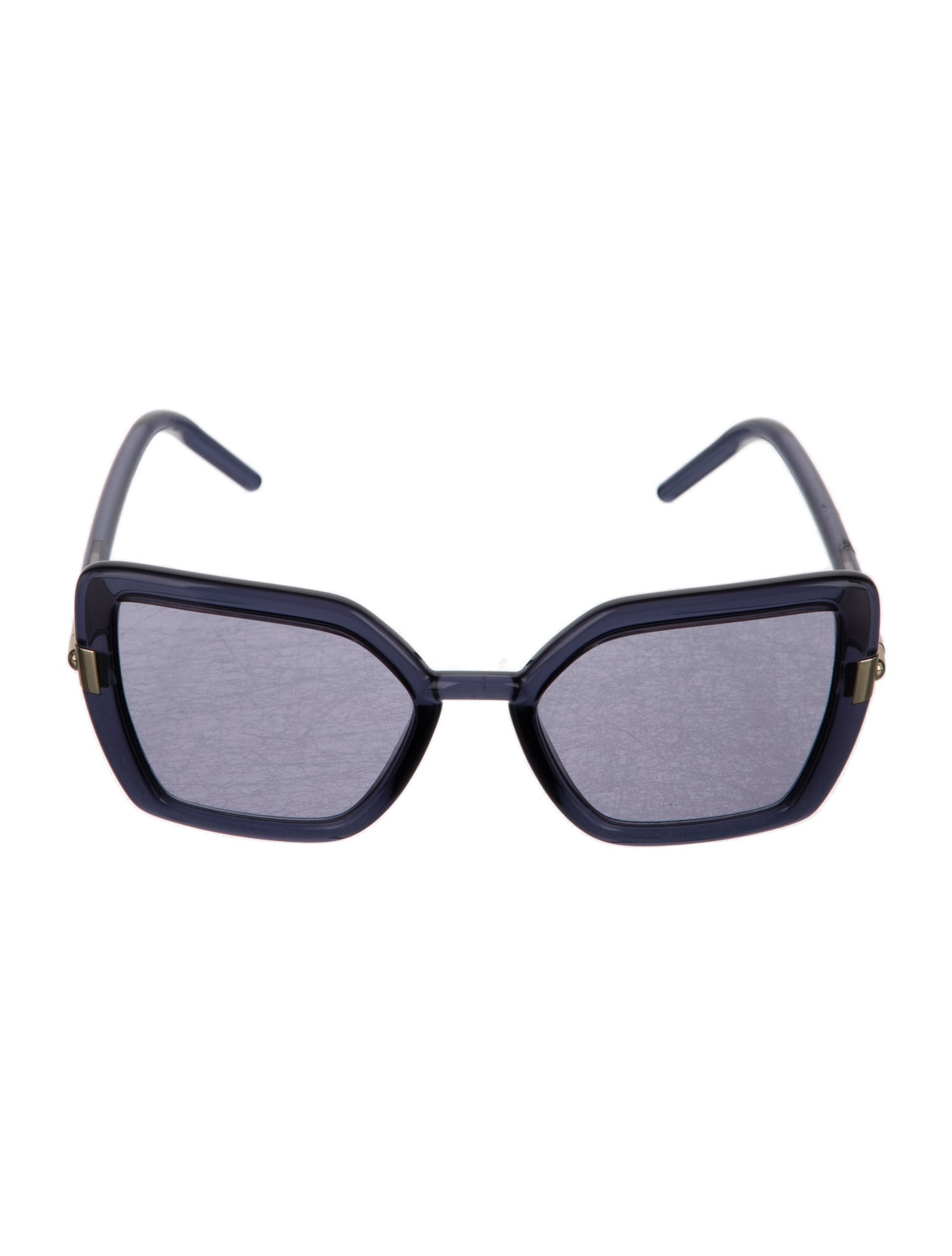 Prada Enameled Metal Triangle Square Sunglasses