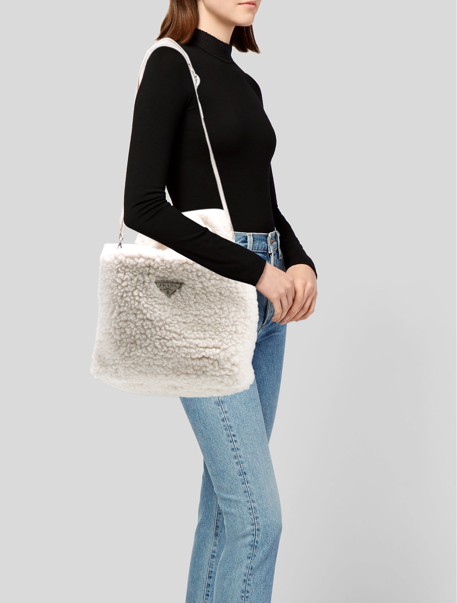 Prada Shearling Top Handle Bag w/ Tags