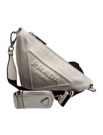 Prada Enameled Metal Triangle Triangle