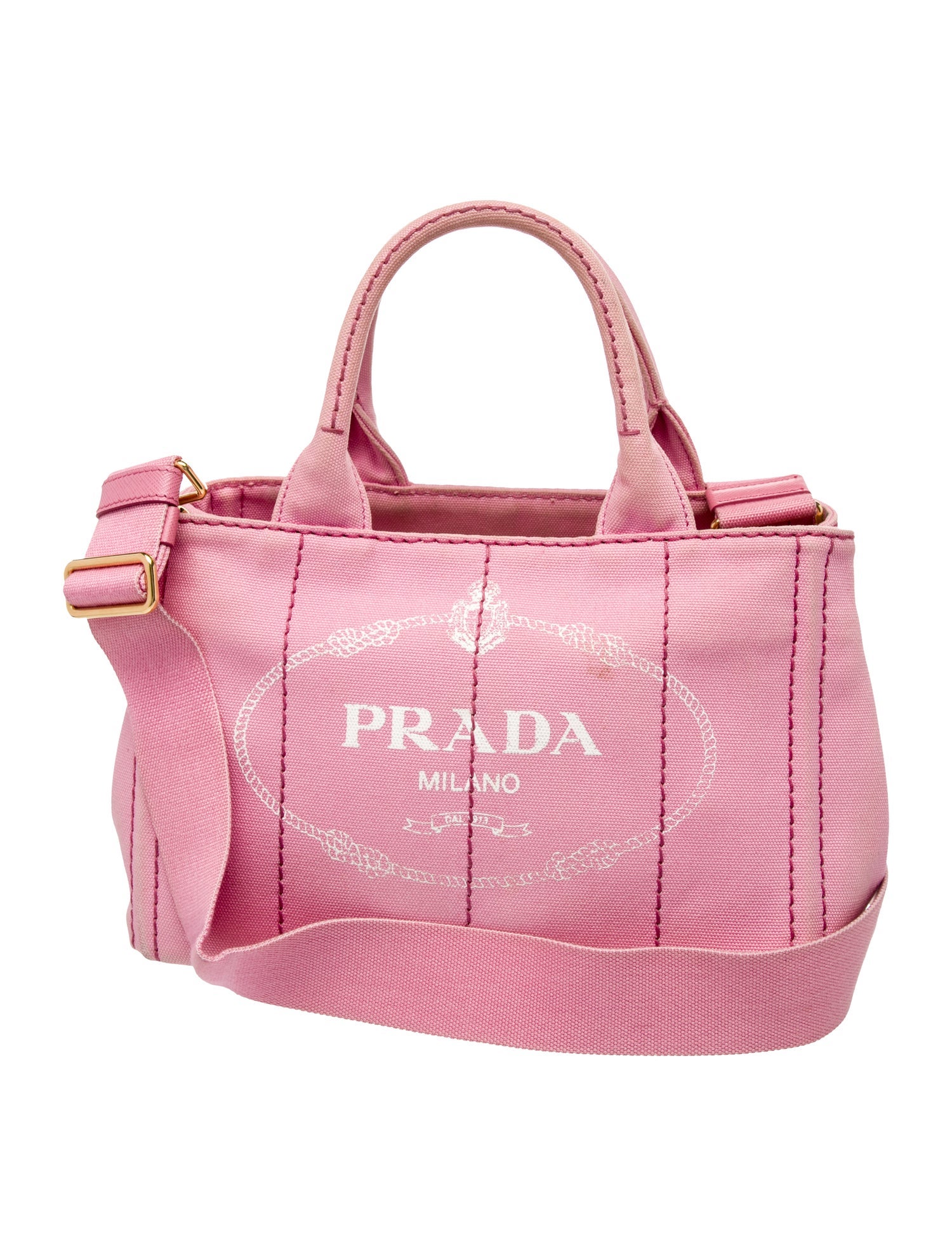 Prada Enameled Metal Triangle Canapa