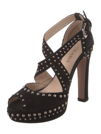 Prada Suede Studded Accents Sandals