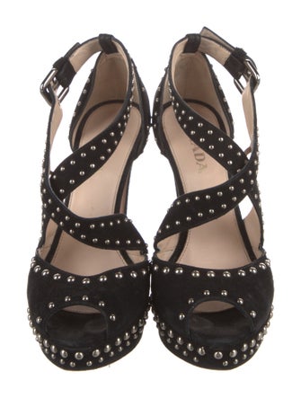 Prada Suede Studded Accents Sandals
