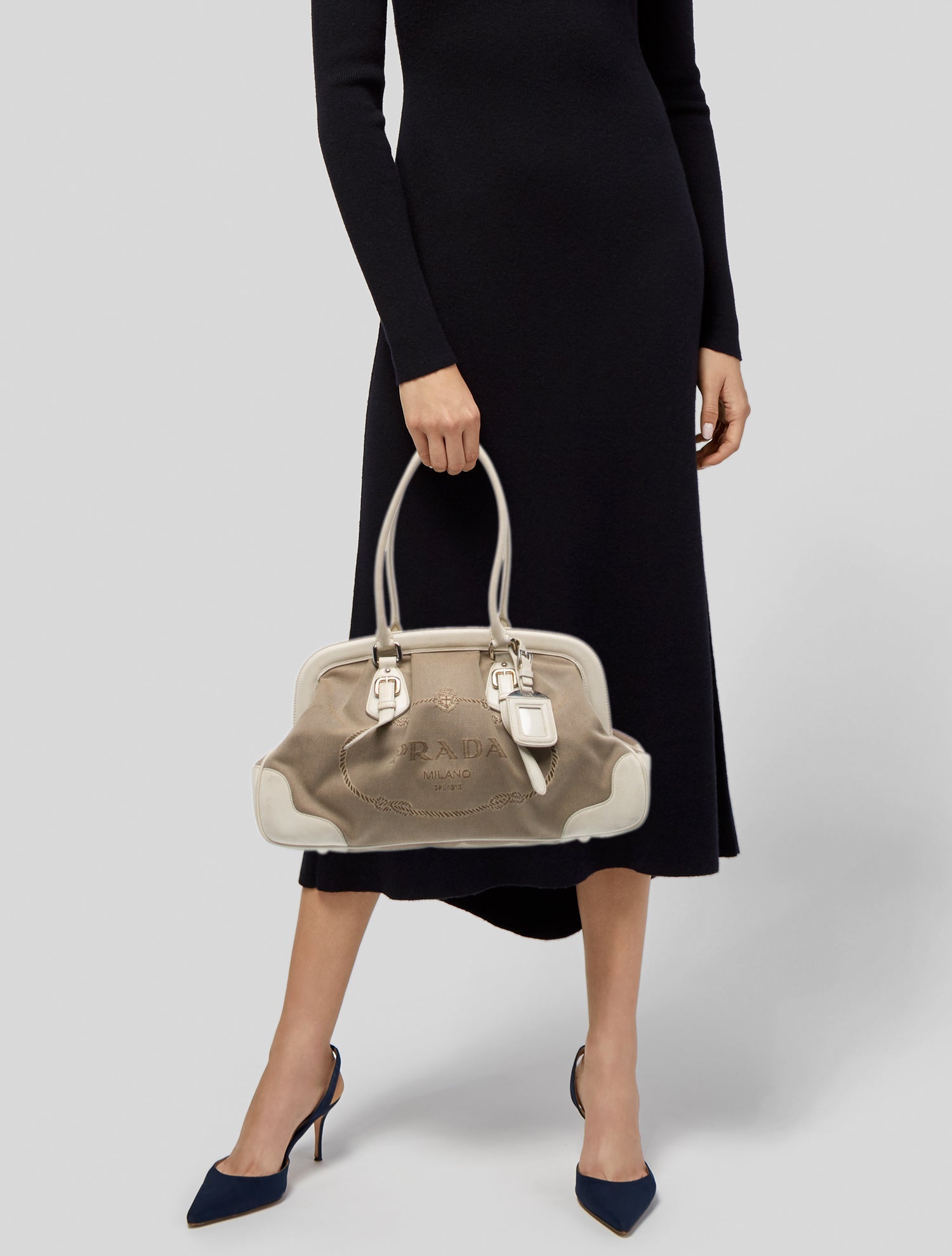 Prada Enameled Metal Triangle Bauletto