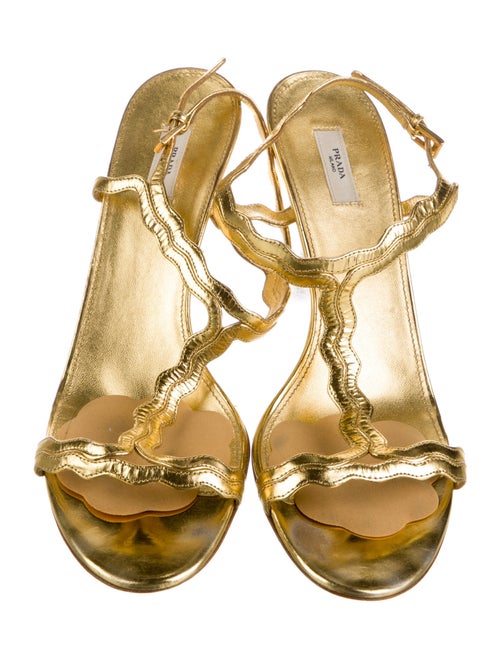 Prada Leather T-Strap Sandals