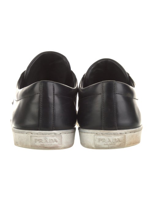 Prada Enameled Metal Triangle Leather Sneakers