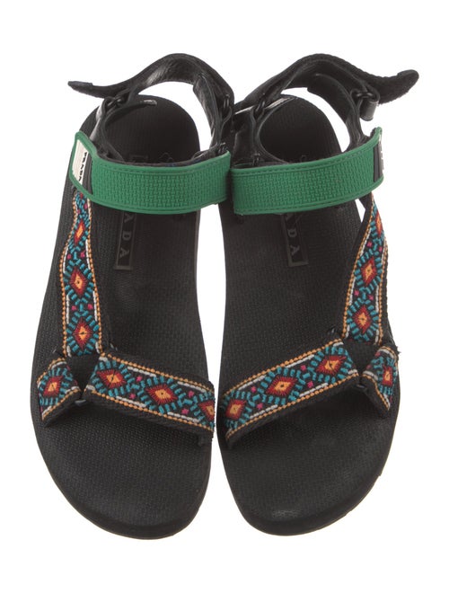 Prada Printed Embroidered Accent Espadrilles