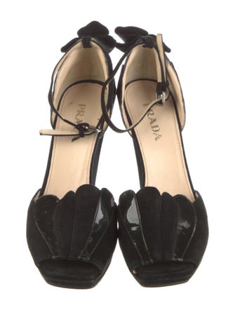 Prada Suede Leather Trim Embellishment D'Orsay Pumps