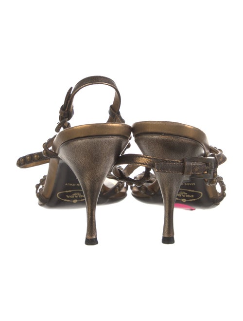 Prada Leather Crystal Embellishments Slingback Sandals