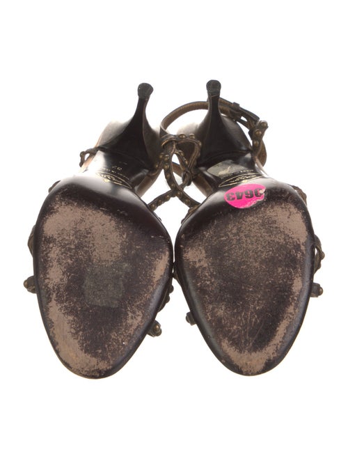 Prada Leather Crystal Embellishments Slingback Sandals