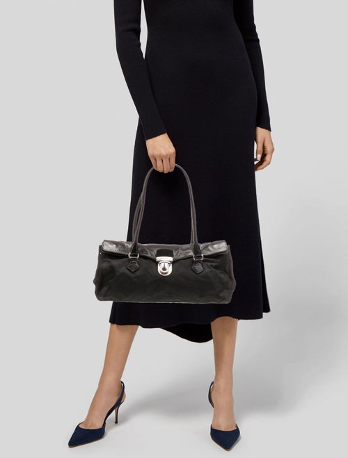 Prada Enameled Metal Triangle Easy