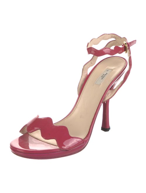 Prada Patent Leather Scalloped Accent Sandals