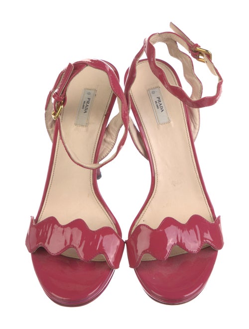 Prada Patent Leather Scalloped Accent Sandals